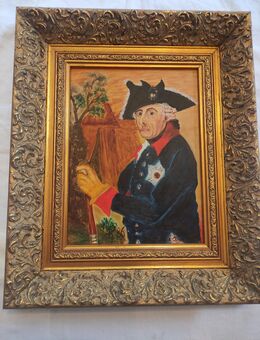 Gemälde Bild Friedrich der große der alte Fritz Handmalerei signiert und datiert Goldrahmen - Grünendeich