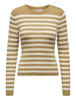 ONLY Rundhalspullover ONLIBI LS STRIPE BUTTON O-NECK CC KNT