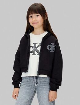 Calvin Klein Jeans Sweatjacke CK LOGO TERRY ZIP THROUGH für Kinder bis 16 Jahre, mit Glitzer-Applikation
