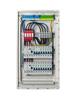 Zählerschrank Sicherungskasten Verteilerkasten Baustrom Hager Unterverteilung Unterputz Hohlwand Üschutz Überspannungsschutz verdrahtet Hager VU36NC - Wuppertal