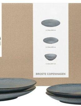 Broste Copenhagen Geschirr-Set Nordic Sea, inklusive Spültuch Set aus 100% Baumwolle (7-tlg), 2 Personen, Keramik, Beliebte Geschirr Sets Exclusiv mit Geschenk