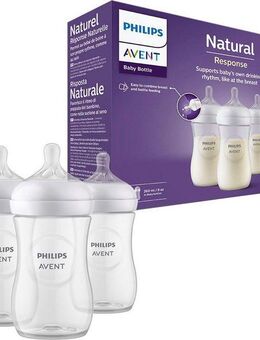 Philips AVENT Babyflasche Natural Response SCY903/03, 3 Stück, 260ml, ab dem 1. Monat