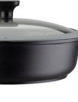 GSW Bratpfanne Easy Click, Aluminiumguss (2-tlg), incl. Glasdeckel, abnehmbarer Griff, Ø 28 cm, hoher Rand, Induktion