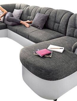 DOMO collection Wohnlandschaft Flores auch in Leder-Bezug, B/T/H: 293/180/86 cm, U-Form, 3 Teile, wahlw. mit Bettfunktion, wahlw. mit Federkern, Unser Dauertiefpreis