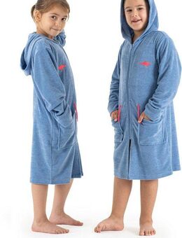 KangaROOS Kinderbademantel Kira, Ideal für Zuhause, Schwimmbad oder im Urlaub, Kurzform, Leichtfrottier, Kapuze, Reißverschluss, modernen, sportliches Design, leuchtenden Akzenten