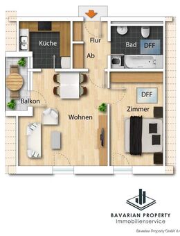 2-Zimmer-Dachgeschosswohnung mit Balkon - Sünching
