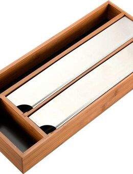 KESPER® Folienspender Schubladen-Folienspender mit praktischen Abreißkanten aus Edelstahl, (1-St), aus FSC®-zertifiziertem Bambus, mit 4 Fächern, Maße ca.: 42x19x5,4 cm