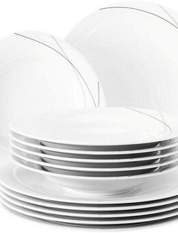 Seltmann Weiden Tafelservice Teller Set, Geschirr-Set Trio Highline (12-tlg), 6 Personen, Porzellan, Teller-Set, Suppenteller, Made in Germany, 12 Teile, für 6 Personen