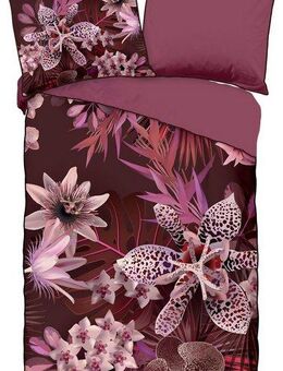 Descanso Wendebettwäsche Farze, Satin (Bio-Baumwolle), 3 teilig, Baumwolle, Mako Satin, 135x200, Biese, Reißverschluss, Wende, Blumen
