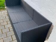 Gartensofa Gartenbank Lounge Rattan anthrazit schwarz - Kuchen