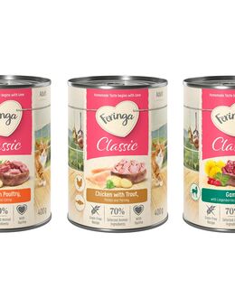 Probiermix Feringa Classic Meat 6 x 400 g Mixpaket 3 (Wild, Rind & Geflügel, Huhn & Forelle)