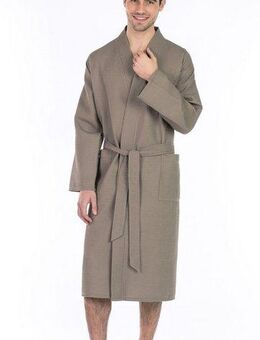 framsohn frottier Unisex-Bademantel leger geschnitten, hergestellt in Österreich, Langform, Waffelpiqué, Kimono-Kragen, Gürtel, Unisex Waffelpiqué