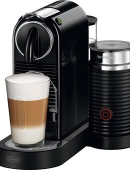 NESPRESSO Kapselmaschine CITIZ EN 267.BAE von DeLonghi, Schwarz, inkl. Aeroccino Milchaufschäumer, Willkommenspaket mit 7 Kapseln