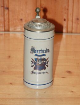 Oberbräu Holzkirchen Steinkrug Bierkrug mit Deckel Steingut Keramik 0,5 L rastal - Borken