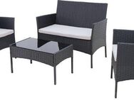 KONIFERA Gartenlounge-Set Balkonset »Palma«, (Set, 7-tlg., 1x2er Sofa, 2 Sessel, Tisch 41x71x39 cm, inkl. Auflagen), Stahl/Polyrattan