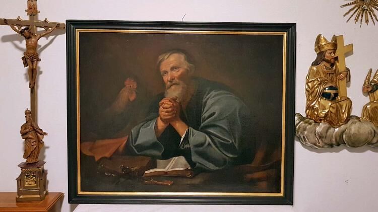 Großes Altmeister Ölgemälde 18 Jh Heiliger Petrus Altar Kirche Kapelle Kloster restauriert - Nürnberg