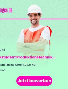 Werkstudent Produktionstechnik / Wirtschaftsingenieurwesen / Maschinenbau (w/m/d) - Rheine