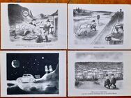 4 alte Postkarten der Serie Spaß am VW - für Sammler und VW Fans - Niederfischbach