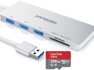 USB 3.0 Typ A, 3fach Hub USB 3.0 Typ A & Dual Speicherkartenleser, SD & MicroSD Laufwerke, SanDisk Ultra MicroSDXC 256GB mit einer Datenübertragung von bis zu 150MB/s - inklusive SD-Adapter - Fürth