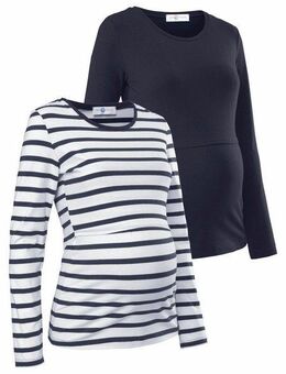 Neun Monate Umstandsshirt, 2er Pack Shirts für Schwangerschaft und Stillzeit (Packung, 2-tlg) Langarm, figurbetont, unifarben oder geringelt