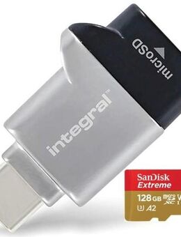 OTG USB 3.0 Typ C, Speicherkartenleser integral, SanDisk Extreme MicroSDXC 128GB mit einer Datenübertragung von bis zu 200MB/s, inklusive SD-Adapter - Fürth