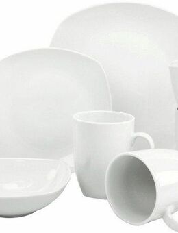 CreaTable Kombiservice Geschirr-Set Square (16-tlg), 4 Personen, Porzellan, Service, weiß, 16 Teile, für 4 Personen