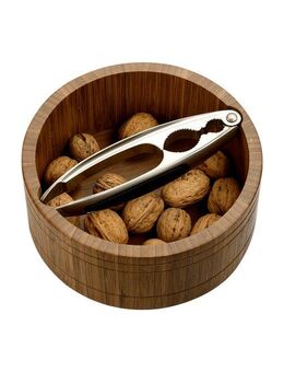 KESPER® Schale Nussschale inklusive Nussknacker, rund, dunkler Bambus, FSC, Bambus