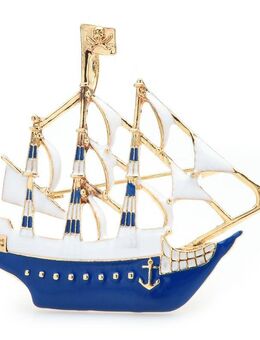 ☝️☝️☝️ Brosche, Pin, Segelschiff, Blau, Gold, Weiß, maritim, NEU ⭐⭐⭐⭐⭐ - Gersthofen