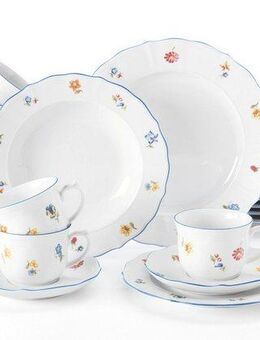 Seltmann Weiden Kombiservice Geschirr-Set, Service Sonate Nostalgie (30-tlg), 6 Personen, Porzellan, Tassen, Untertassen, Teller, Made in Germany, 18 Teile, für 6 Personen
