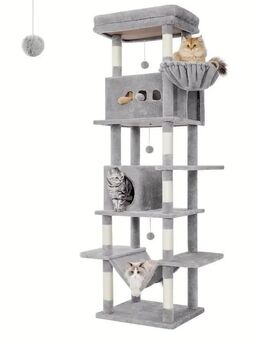 XXL Katzenkratzbaum 210 cm – Der ultimative Rückzugs- und Spielplatz für Katzen Hellgrau - Ingolstadt
