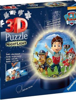 Ravensburger Puzzleball Nachtlicht PAW Patrol, 72 Puzzleteile, mit Leuchtsockel inkl. LEDs