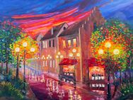 Original Ölgemälde 150x120 – „Stadtgeflüster im Abendlicht“ - Oedheim