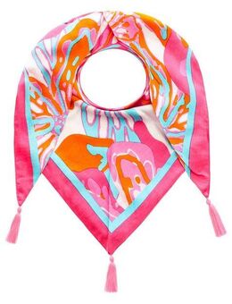 Zwillingsherz Modetuch "Big Flower", mit Tasseln und Blumenmuster