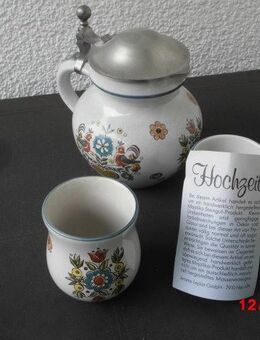 Majolika Porzellan Kanne Krug Zinndeckel Hochzeits-Set - Bottrop