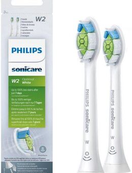 Philips Sonicare Aufsteckbürsten Standard W2 Optimal White, Farbe weiß, mit der Bürstenkopferkennung, Standardgröße
