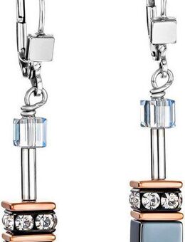 COEUR DE LION Paar Ohrhänger Schmuck Edelstahl GeoCUBE® Ohrringe Würfelkette, Made in Germany - mit Swarovski® Kristall, Strassstein, Hämatit