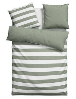 OTTO products Wendebettwäsche Big Stripe, Renforcé (Bio-Baumwolle), 2 teilig, 100% Bio-Baumwolle GOTS zertifiziert, Streifen-Design in Melange-Optik