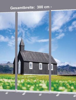 Bestatterbedarf: Roll-Up Display 3er-Set "Holzkirche auf Island" zur Dekoration bei Trauerfeiern, Hallenzubehör, Beerdigung - Wilhelmshaven Zentrum