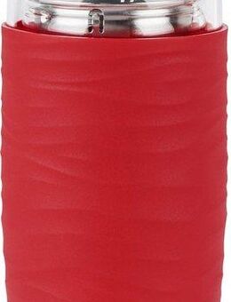 Emsa Thermobecher Tea Mug, Edelstahl, Glas, Silikon, Teebecher, 400 ml, 100% dicht, 3-teilig, mit herausnehmbarem Tee-Sieb