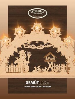 Weigla Schwibbogen Schneemann, Lichterbogen aus Holz NATUR-BRAUN, Made in Germany (1-tlg), Erzgebirge garantiert, Weihnachtsdeko Innen, Weihnachtsbeleuchtung