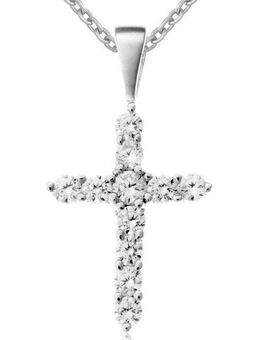 Firetti Kette mit Anhänger Schmuck Geschenk Silber 925 Halsschmuck Halskette Ankerkette Kreuz, mit Zirkonia (synth)
