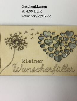 Kleiner Wunscherfüller. Holzkarte mit Pusteblume für Gutscheinkarten oder Geldgeschenke. - Delmenhorst