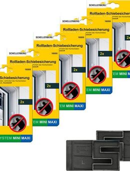 SCHELLENBERG Rollladensicherung gegen Hochschieben des Rollladens, System Mini und Maxi (Set, 10-tlg), Rollladen-Schiebesicherung, einbruchshemmend