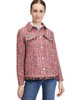 Cartoon Jackenblazer Cartoon Damen Tweedblazer mit Fransen Aufgesteppte Bänder