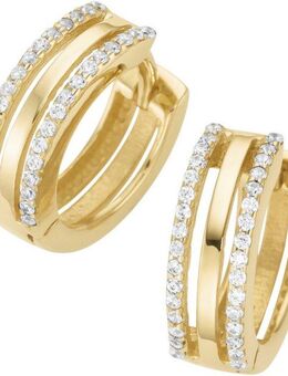 Firetti Paar Creolen Schmuck Geschenk Gold 375 Ohrschmuck Ohrringe Klappcreolen, mit Zirkonia (synth)