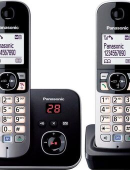 Panasonic KX-TG6822G Schnurloses DECT-Telefon (Mobilteile: 2, mit Anrufbeantworter, Nachtmodis, Freisprechen)
