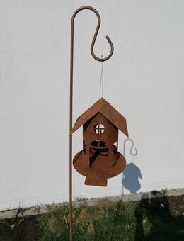 Deko Vogelhaus mit Steg 2 Größen zum Stellen o. Stecken Edelrost - Kraftisried