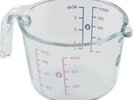 Emsa Messbecher K32361 Prep&Bake, Glas, (1-St), doppelte Skalierung f. feste & flüssige Zutaten, Ausgießlippe, 1 L