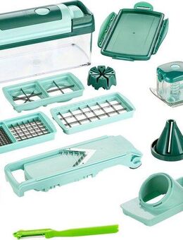 Genius Zerkleinerer Nicer Dicer Fusion inkl. Börner Kombi-Schäler, Set 17-tlg., Schneidgerät für Würfel, Stifte, Scheiben Spiralen u.v.m.