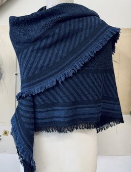 Riesiger Liebeskind Woll Schal Cape Umhang Wrap Blau Schwarz Neu! - Köln